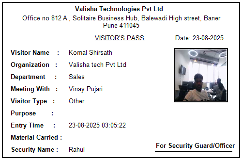 Visitor Pass